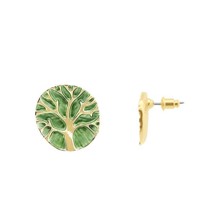 AMORINO SRL - Wholesale Stud/Post Earrings - ENAMELLED EARRINGS WITH TREE OF LIFE2