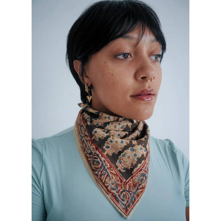 Papaya Patch - Bandana in Cotone Kalamkari (KK1435) per la vendita all'ingrosso da parte di White Lotus Fashions