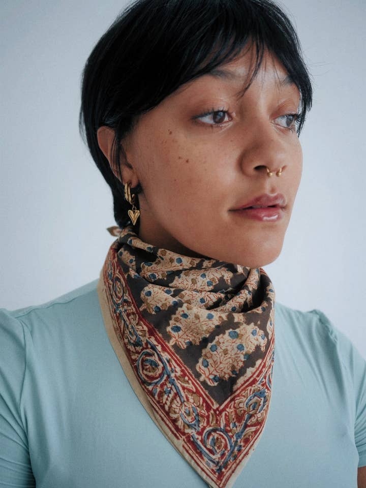 Papaya Patch - Bandana in Cotone Kalamkari (KK1435) per la vendita all'ingrosso da parte di White Lotus Fashions