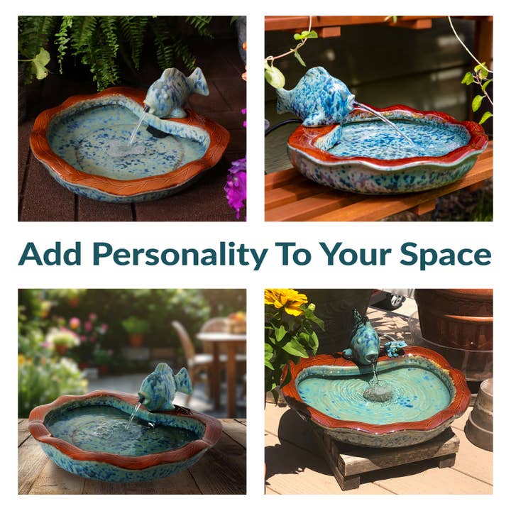 Sunnydaze Decor - Wholesale Outdoor Ornament/Decor - Fish Glazed Ceramic Outdoor Water Fountain4