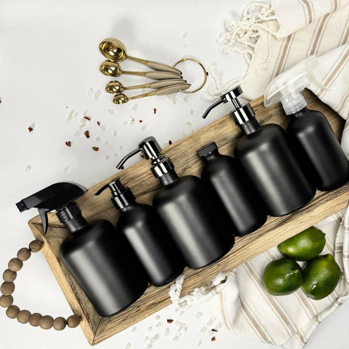 Black Matte Glass Dispenser Bottle | 8 or 16-ounce for wholesale by Blush Apothecary