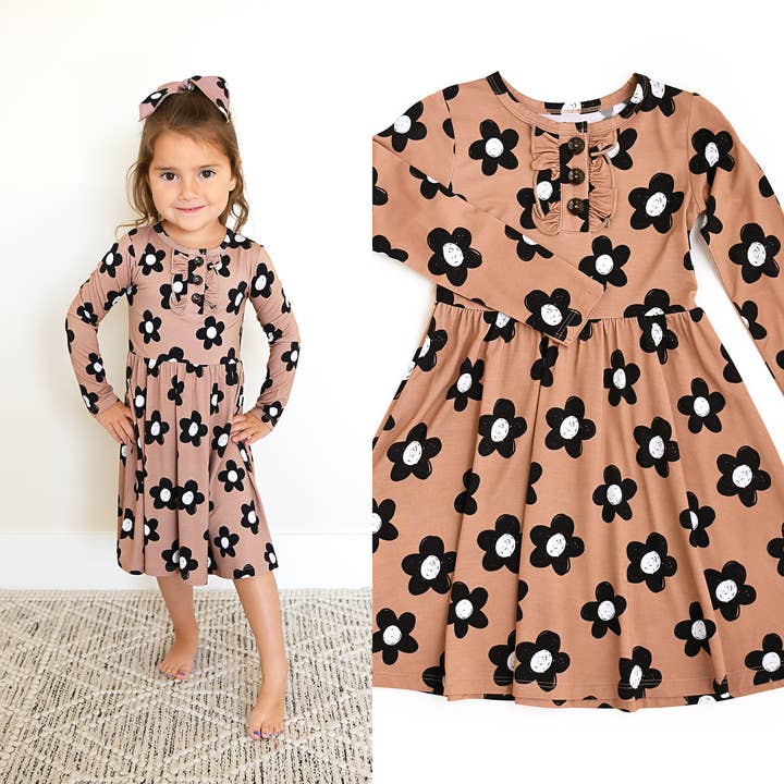 Coco TUTU DRESS Bamboo Flowers Kids Clothes for wholesale by Gigi and Max
