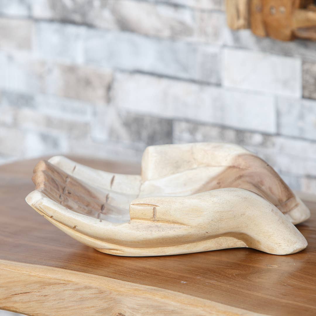 Garden Age Supply - Wholesale Decorative Plate/Dish/Bowl - Suarwood Hand Shaped Decorative Bowl 10"1