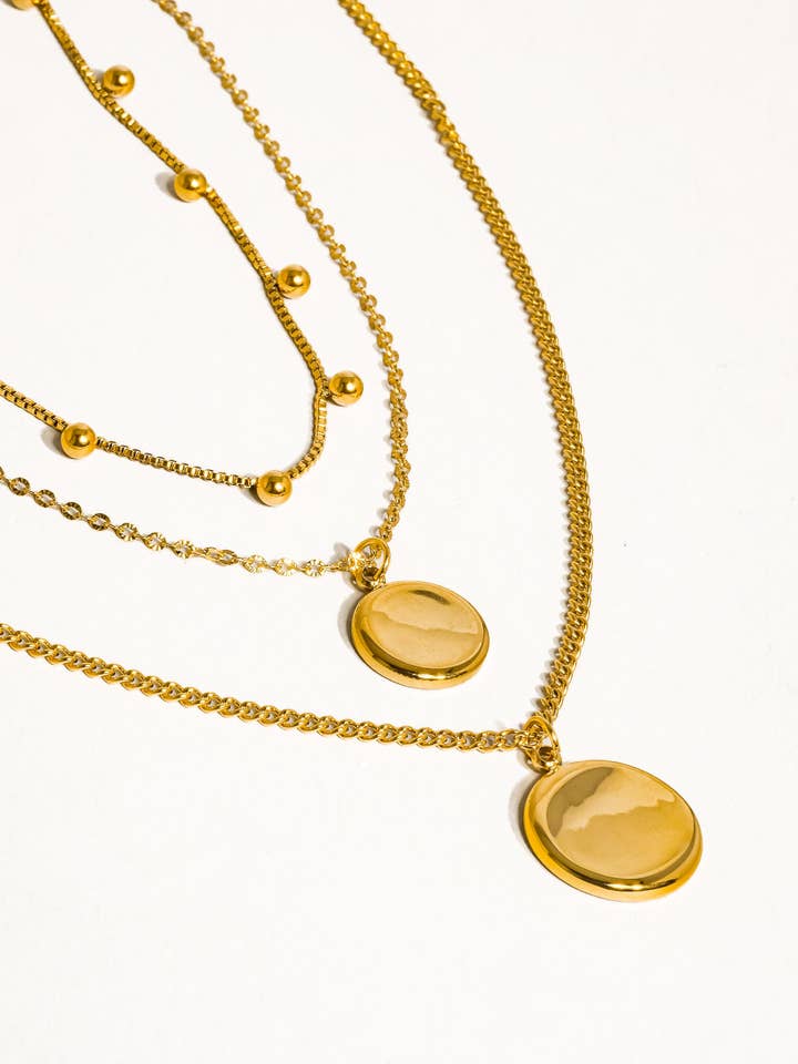 Anaïs 18K Gold Non-Tarnish Round Stack Necklace for wholesale by Flânerie by MAIQ
