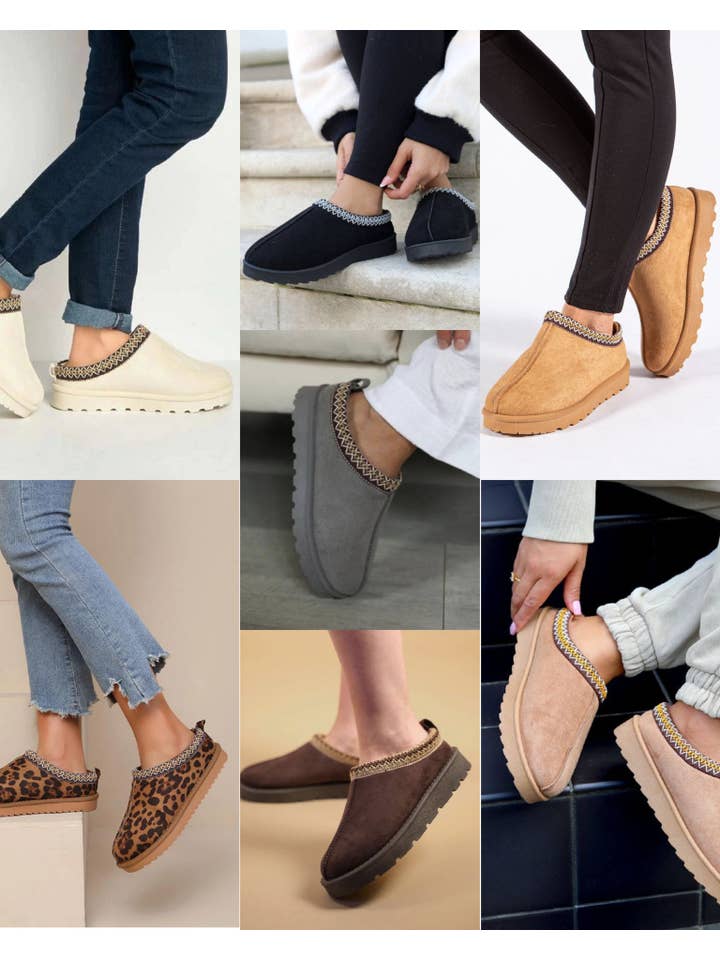 No Doubt Shoes - Wholesale Slippers - Women's - Aztec Detail Faux Fur Lining Mini Boots 19