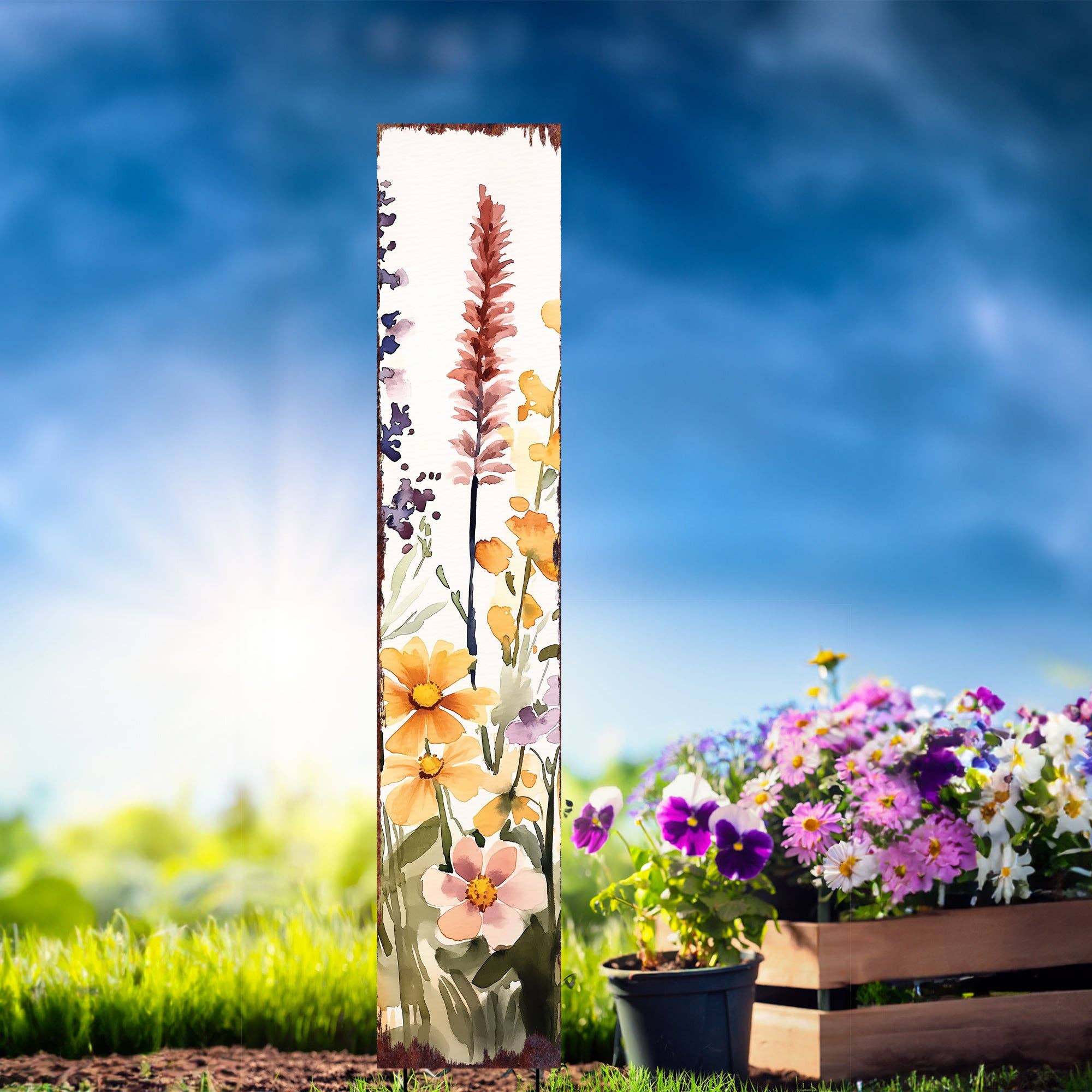 TX USA Corporation - Wholesale Garden/lawn stake - Summer Wildflower Garden Stake | Welcome Outdoor Farmhouse Floral Yard Sign3