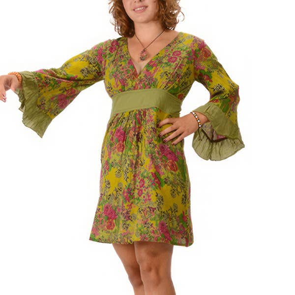 Gypsy Rose – wholesale Klänning - Dam – Klänning med volangärm i bomull med tryck1
