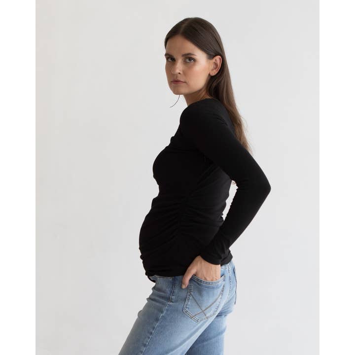 Black Bamboo Rib Feeding Top for wholesale on Faire