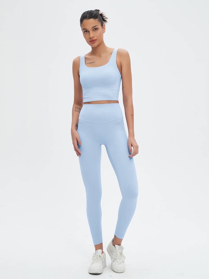 Grace U-Neck Molded Cup Tank & Leggings Activewear Set for wholesale by 91thelabel