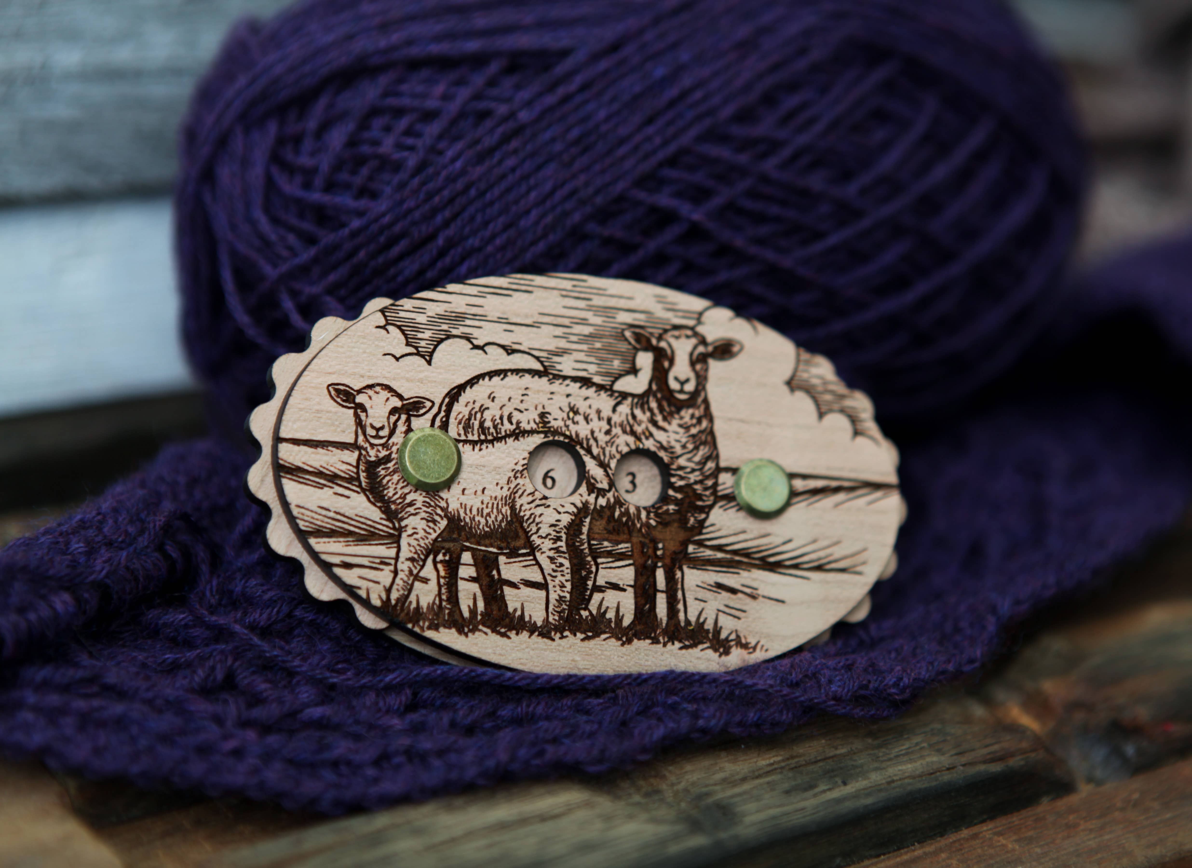 Sunrise Grove - Wholesale Knitting/Crochet Supplies - Sheep Cherry Wood Knitting Row Counter4