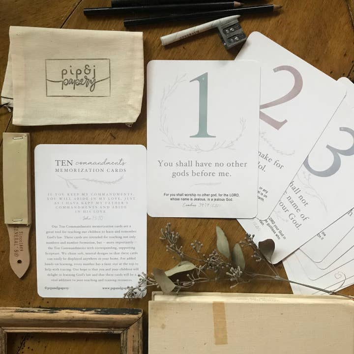 10 Commandment Memorization Cards for wholesale by Pip & J Papery