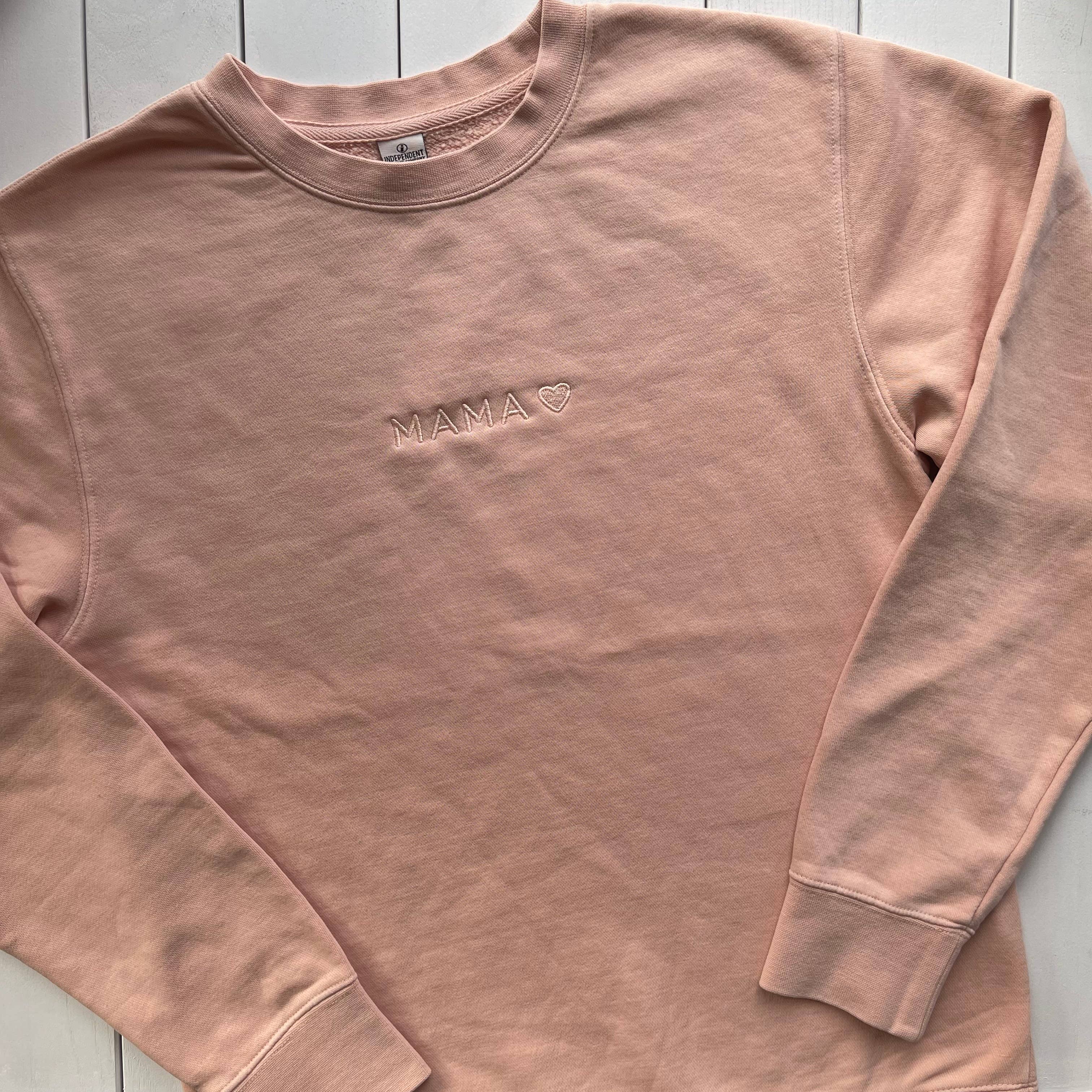 Jupmode - Wholesale Sweatshirt - Women's - Mama ❤️ Pink Embroidered Crew (Pigment Dusty Pink)1