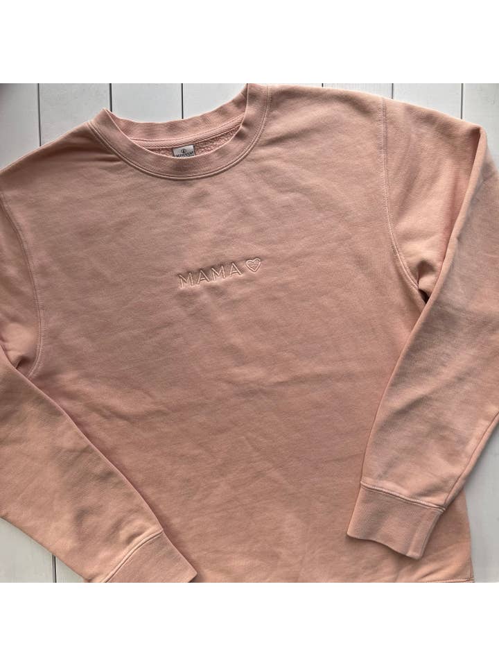 Jupmode - Wholesale Sweatshirt - Women's - Mama ❤️ Pink Embroidered Crew (Pigment Dusty Pink)1