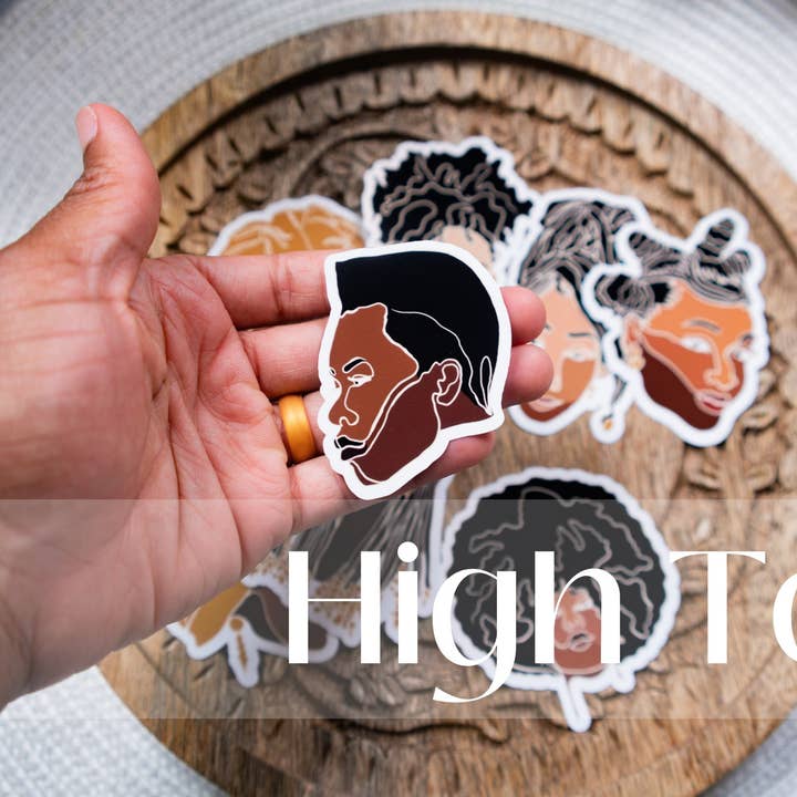 Pounded Yam Productions - Wholesale Sticker - Black Woman Faces Line Art Die Cut Stickers