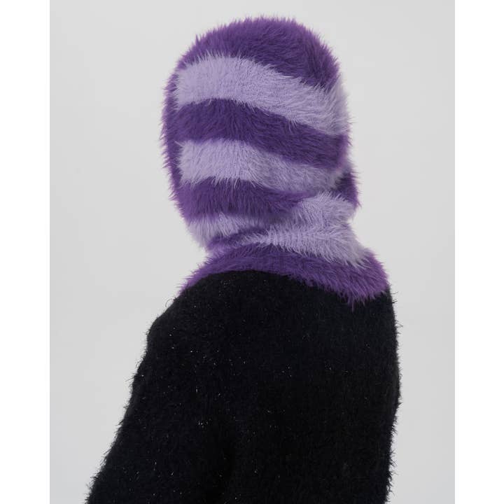HIDDENBRAND - Wholesale Balaclava - Women's - Two-Tone Striped Imitation Mink Balaclava Hat5