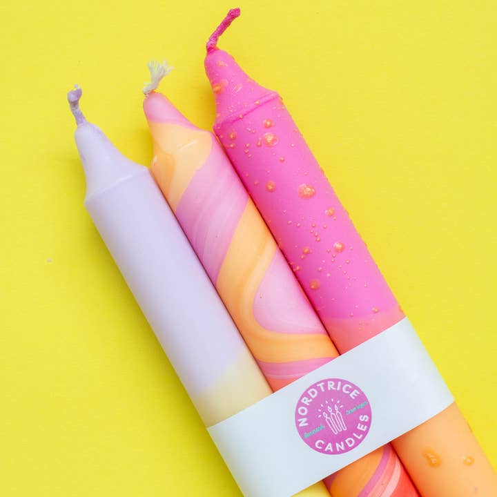 Nordtrice – Vela/castiçal cónico por atacado – Velas côr cônico- 3 pack/ cores brilhantes do sol de verão1