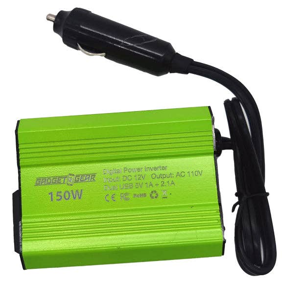 Novelty Brands - Wholesale Portable Charger - GADGET GEAR 150W POWER INVERTER W/120V OUTLET & MORE- 4/PACK3