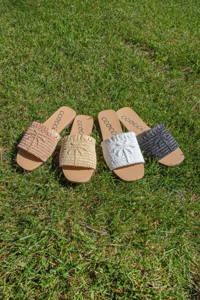 CCOCCI - Wholesale Sandals - Women's - SANDY PALM TREE EMBROIDERY DESIGN RAFFIA SANDAL7