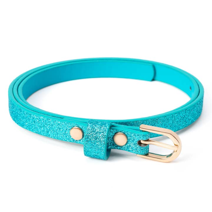 Cintura ultra sottile con glitter per ragazze - Turchese (Bambini 4-14 anni) per la vendita all'ingrosso da parte di Peppercorn Kids