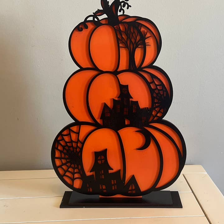 Stacked Wooden Pumpkins Halloween Home & Mantle Decor for wholesale by Tara’s Craft Room