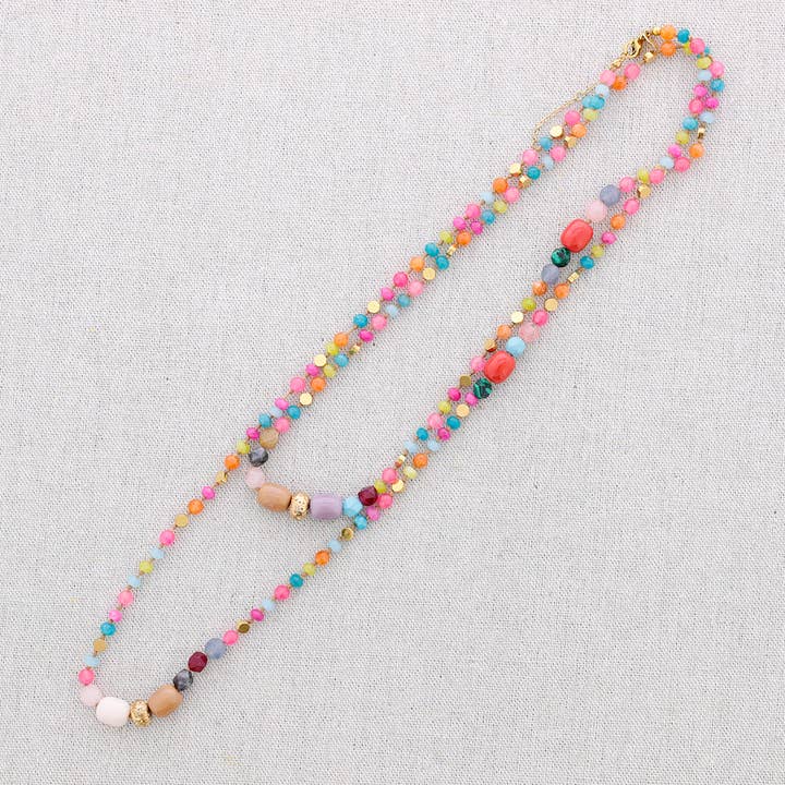 La Cuerda De Sol - Wholesale Beaded/Pearl Necklace - Long Steel Stone Necklace