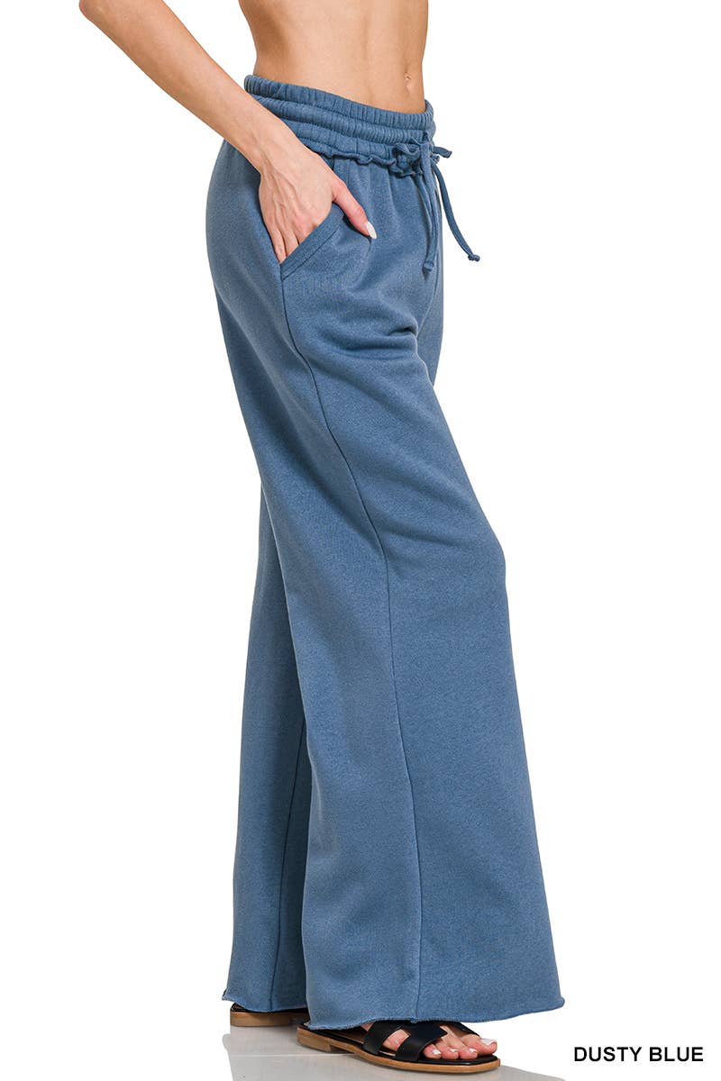 42POPS - Wholesale Pants - Women's - ,.._ SI-27033 Fleece Exposed Seam Wide Leg Sweatpants1