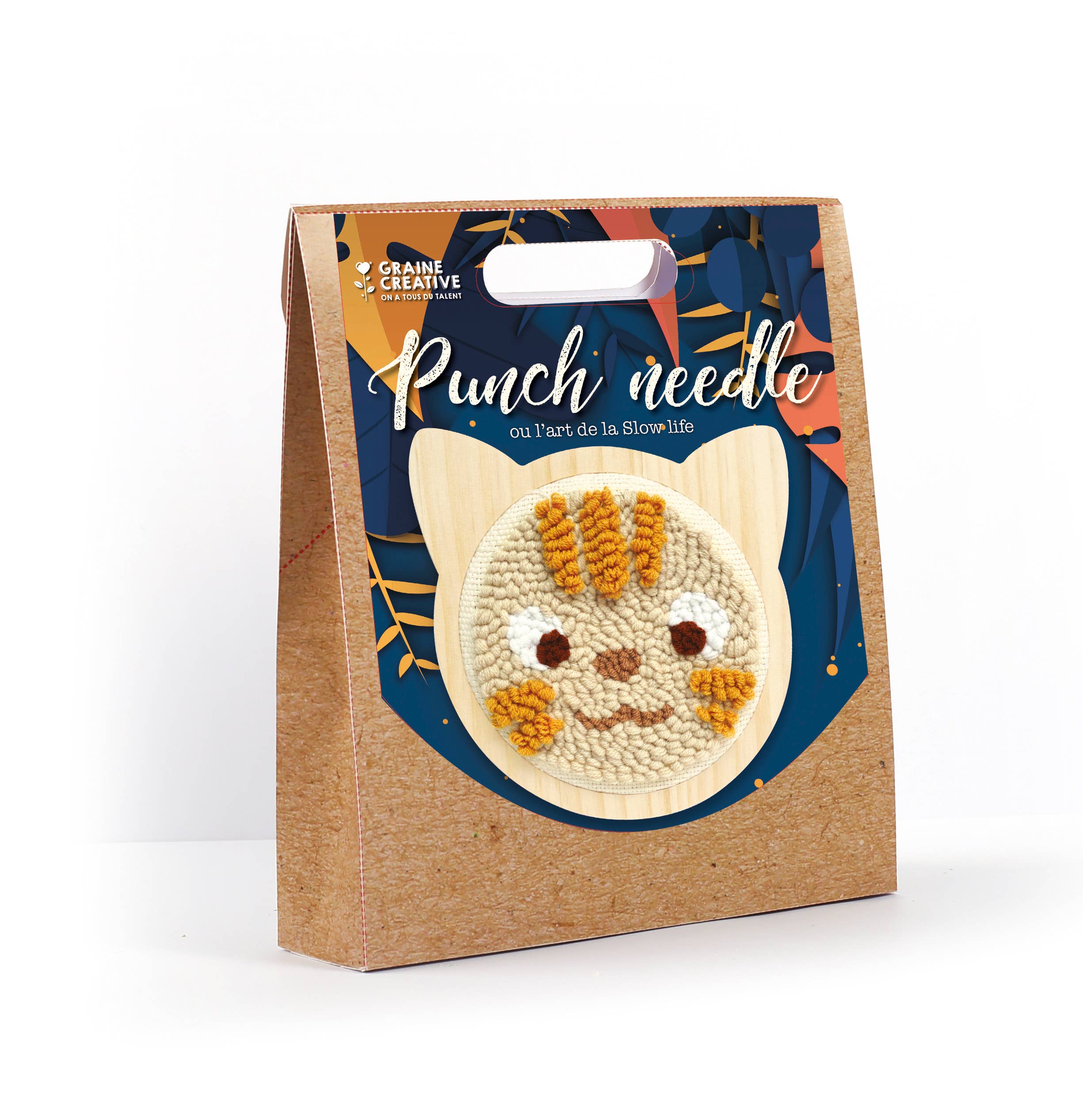 Graine Créative - Wholesale DIY Craft Kit - Kids - CAT PUNCH NEEDLE KIT Ø 150mm0