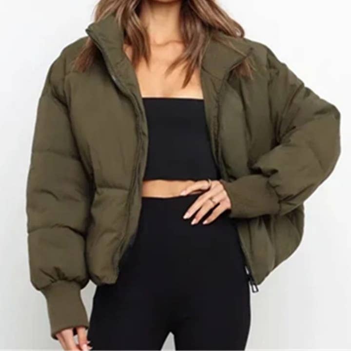 safistyle - Wholesale Puffer Jacket - Women's - Cropped Puffer Jacket with Zip Closure11