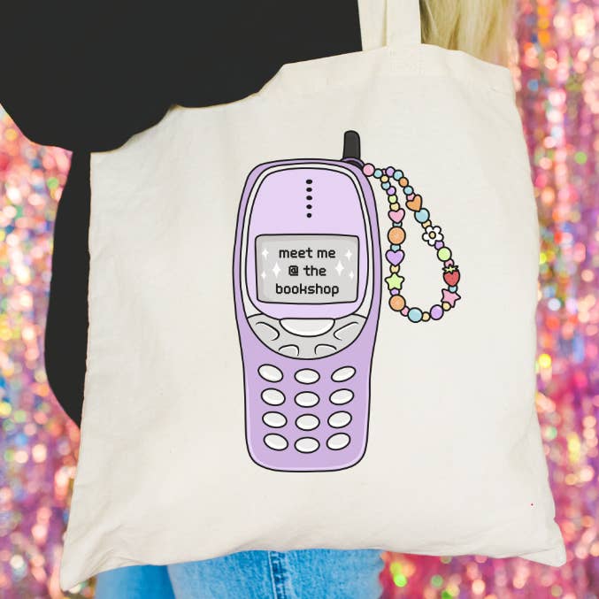 Meet Me at the Bookshop Canvas Tote Bag - Gift for Spring for wholesale by Literari Goods, Co | Book Themed Candles + Gifts