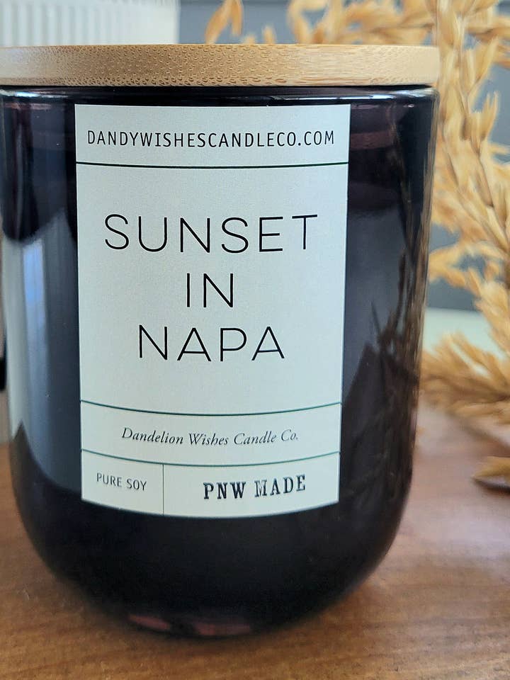 Smoke Gray Glass Jar Candle with Fitted Wood Lid for wholesale by Dandelion Wishes Candle Co.