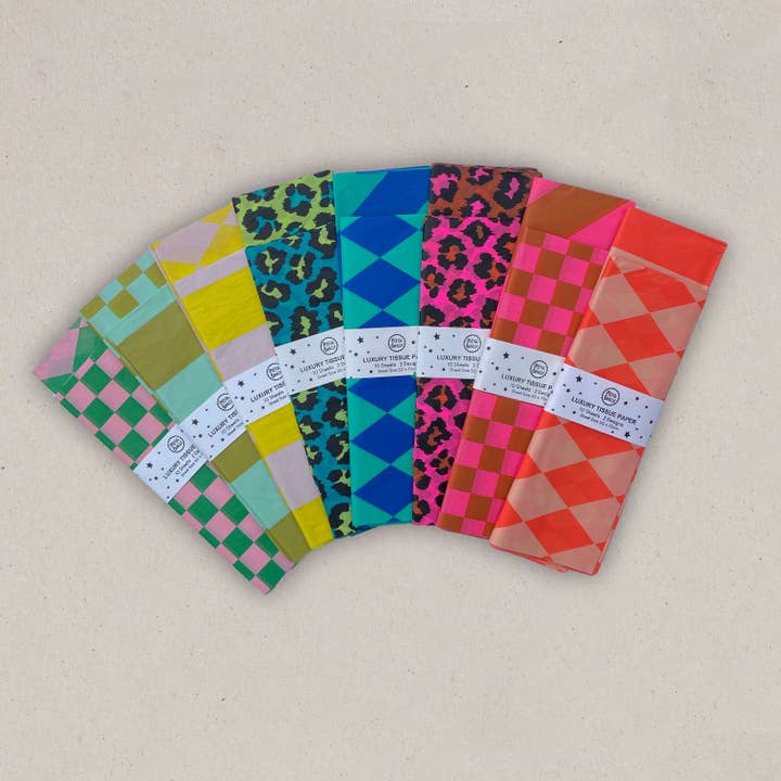 Petra Boase Ltd - Vente Papiers de soie - Papier de soie de luxe à damier/diagonale - Gingembre/Fl Pink