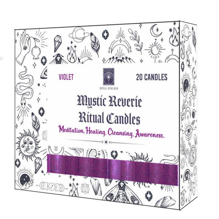 Soul Sticks - Velas Rituales Mystic Reverie Violeta (20 unidades) para venta al por mayor de Designs by Deekay Inc.