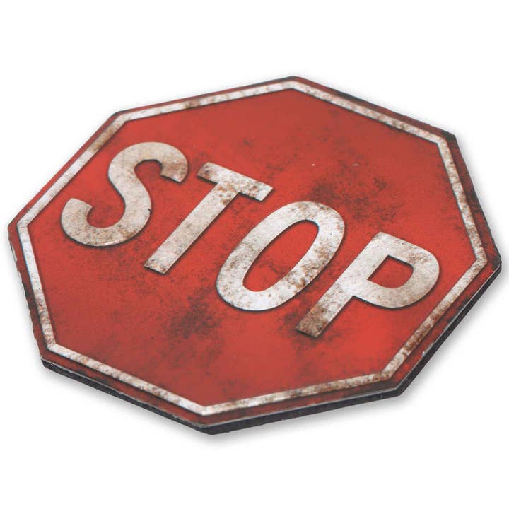 Open Road Brands, LLC - Wholesale Magnet - Stop Sign Red Embossed Tin Magnet1
