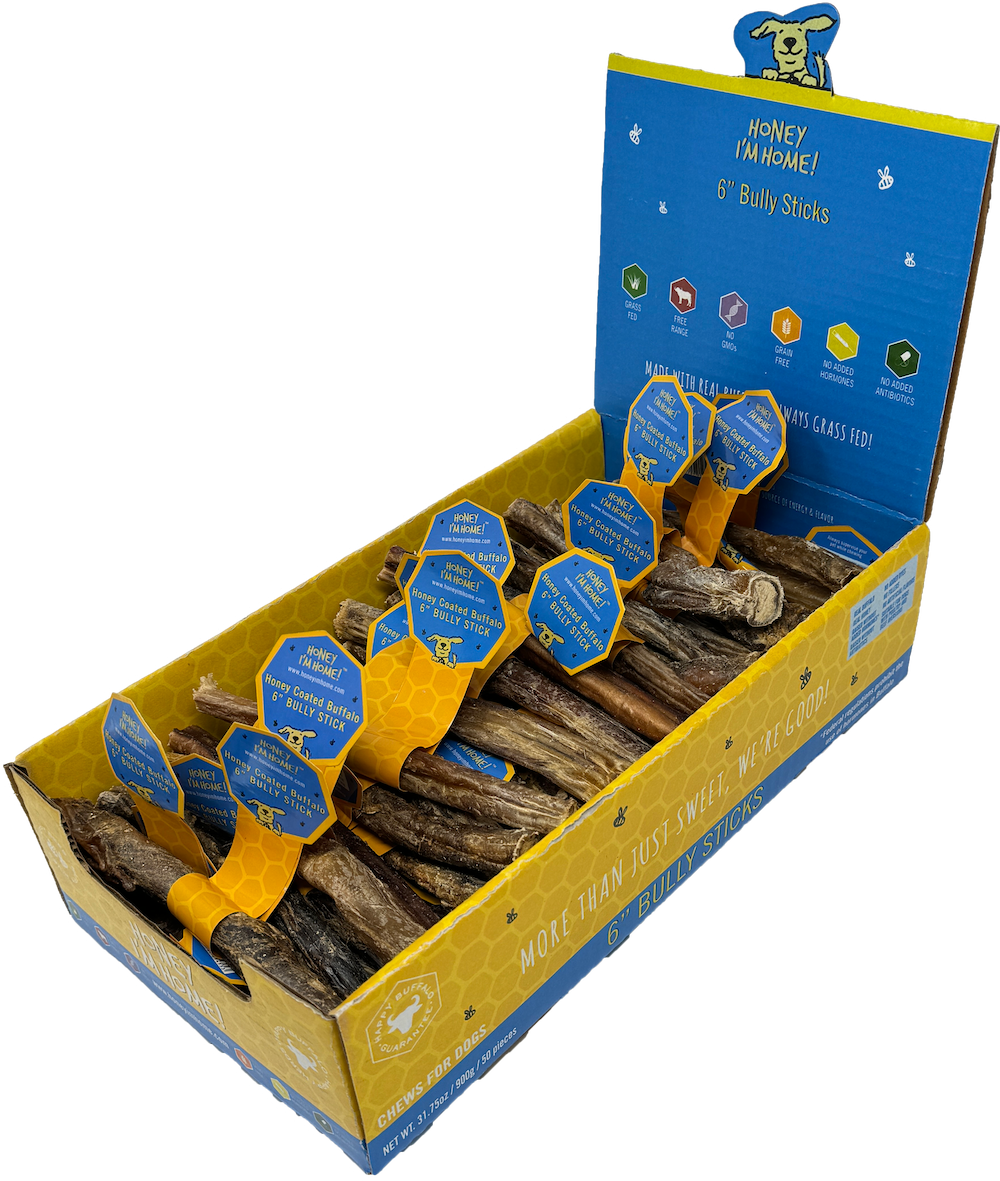 Honey I'm Home - Wholesale Pet Treats - Dog - 6" BULLY STICKS BULK3