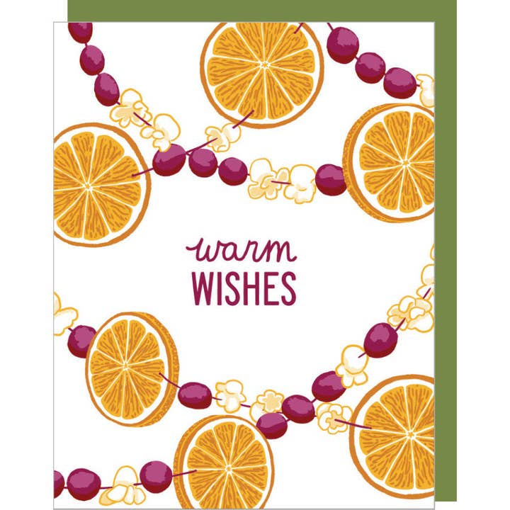 Smudge Ink - Wholesale Season's Greetings Card - Festive Orange Slice Garland Holiday Card