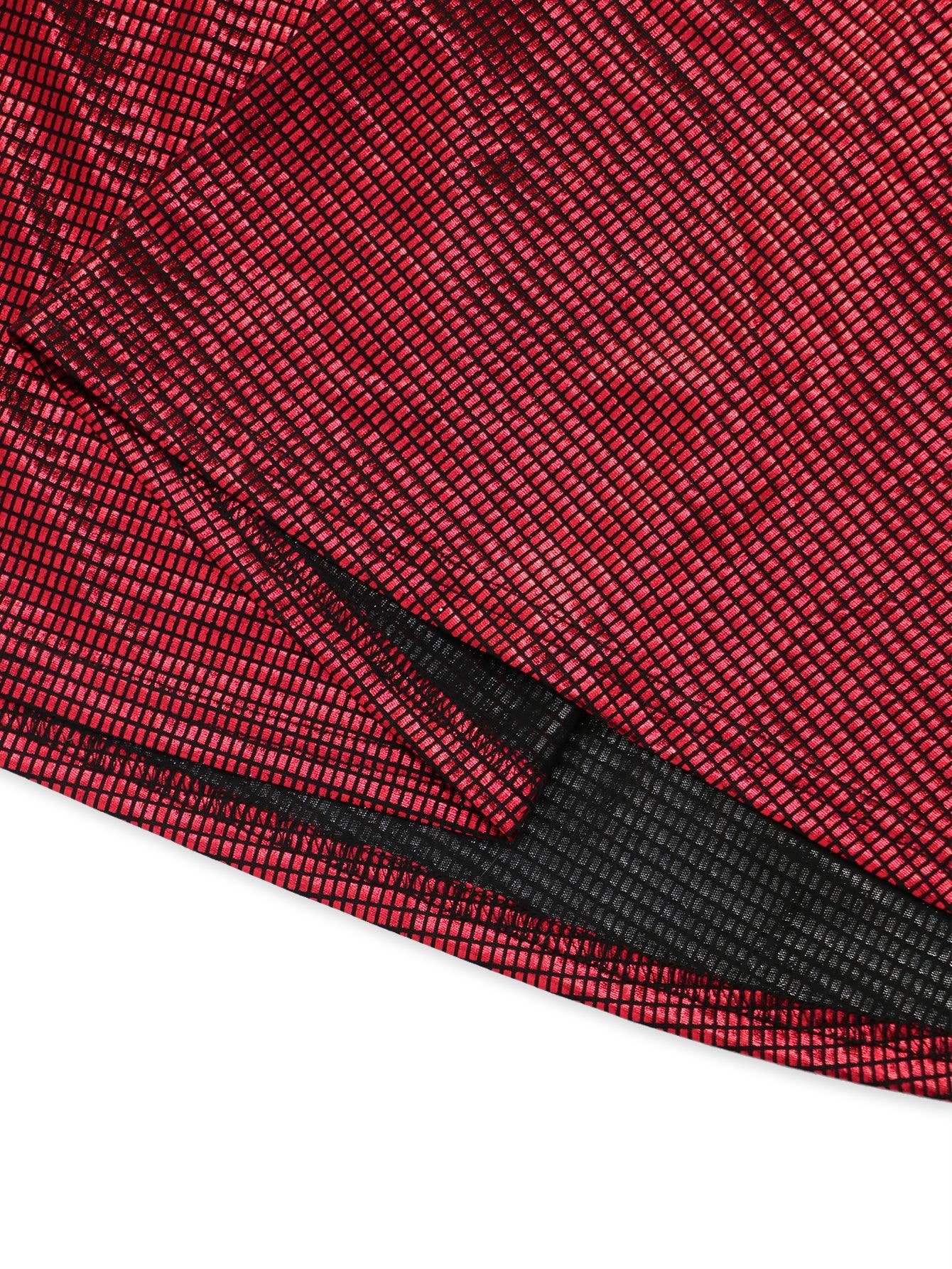 HIDDENBRAND - Wholesale Dress - Women's - Shiny Crewneck With A Large Swing Midi Dress2