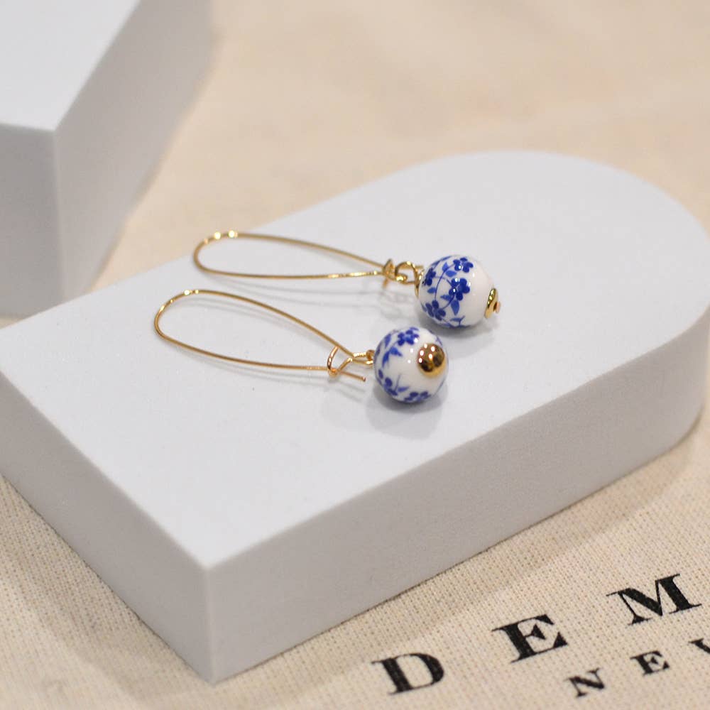 StarryNYC - Vente Boucles d'oreilles pendantes - Boucles d’oreilles en verre de Murano avec perles rondes et crochet rein6