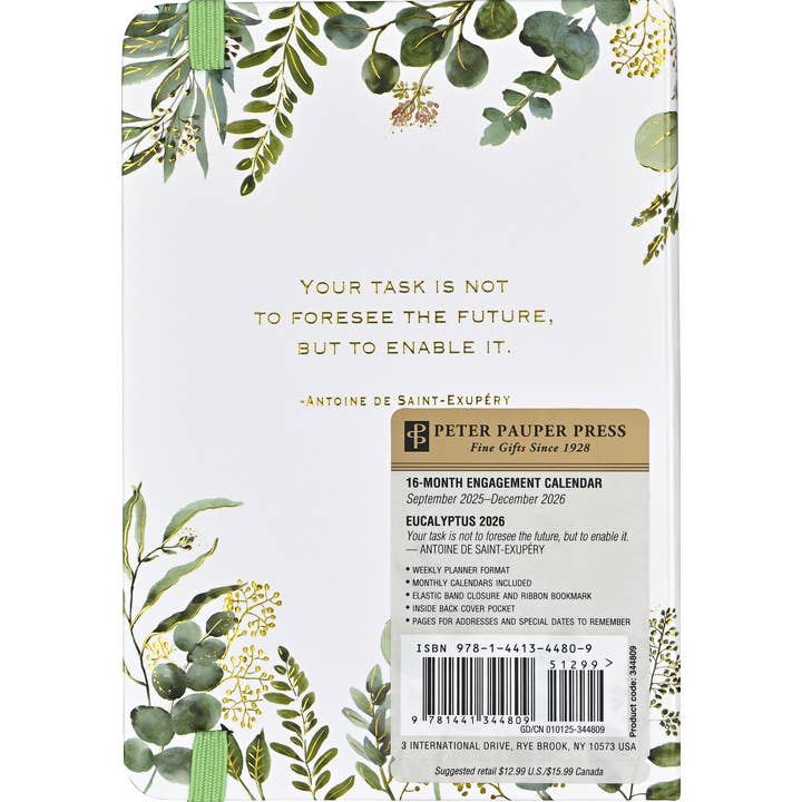 Peter Pauper Press - Wholesale Planner - 2026 Eucalyptus Weekly Planner