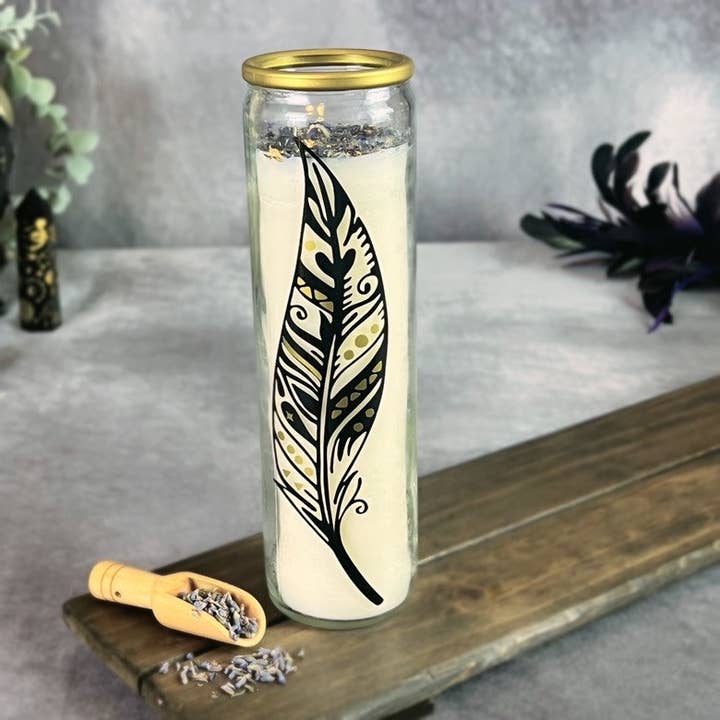 Purple Door ATX – wholesale Jar/filled candle – Glass Intention Manifestation Candle Crystals Flowers Witch