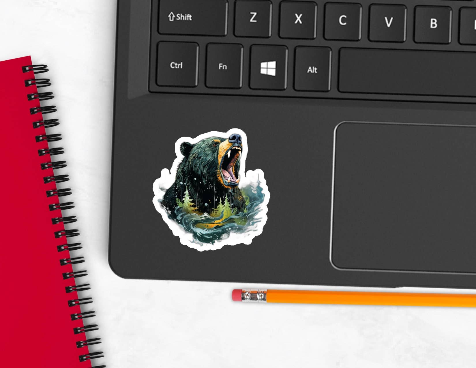 Smartstead Homestead - Wholesale Sticker - River Fishing Bear 2" Waterproof Vinyl Sticker1