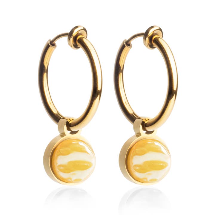 Auriculares Mix & Match com pendente • ouro/amarelo sol • 18mm por atacado de ALEXASCHA