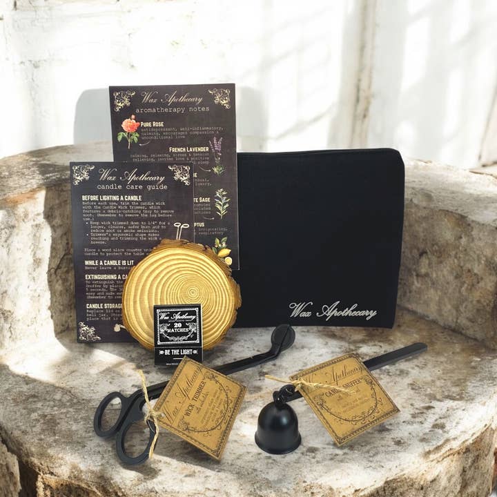 Wax Apothecary - Wholesale Candle Snuffer - Candle Care Kit: Snuffer, Trimmer, Coaster & Canvas Tool Bag