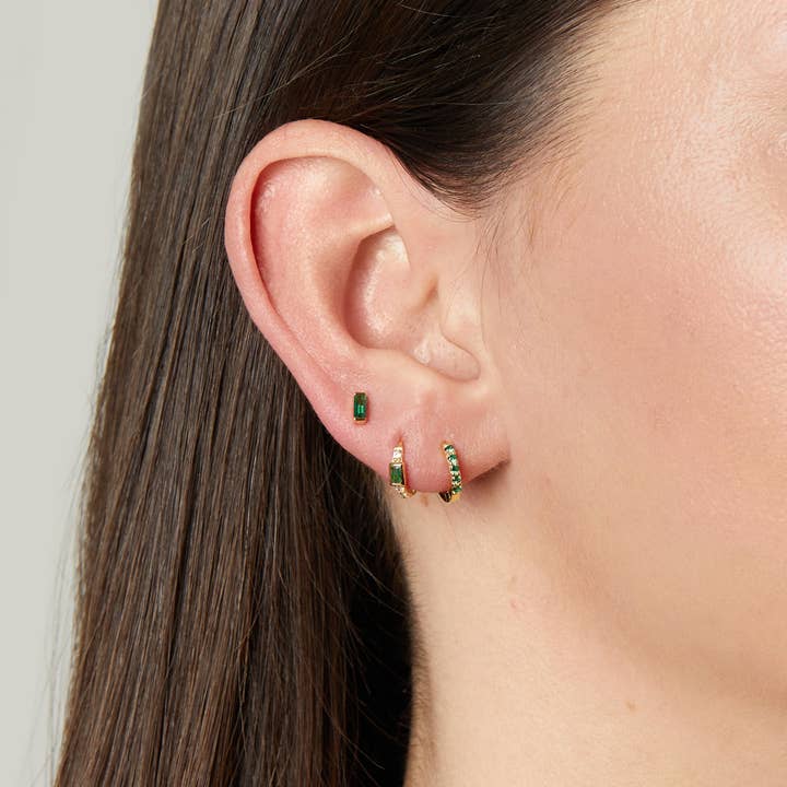 Sami Jewels - Wholesale Stud/Post Earrings - Emerald Baguette Stud Earrings3