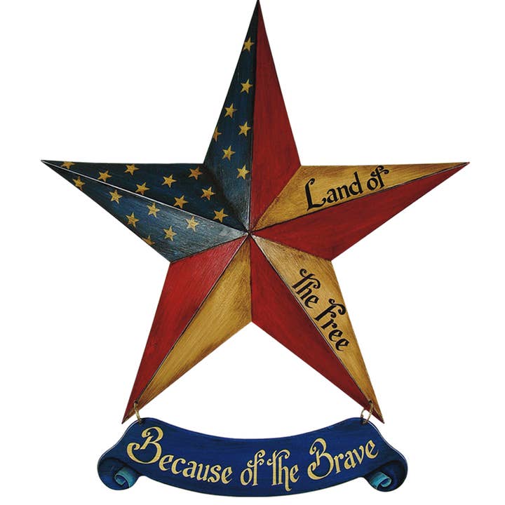 24 inch Americana Star Wooden Banner Wall Décor for wholesale by Trendy Decor 4U