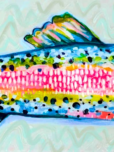 Rainbow Teal Trout Fish Painting for wholesale by Court&Co.