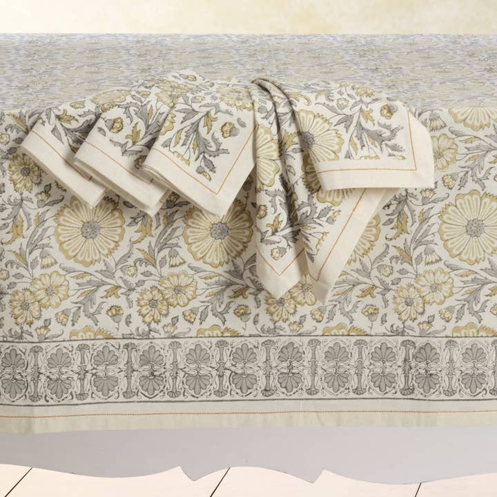 Sustainable Threads - Wholesale Dinner & Cloth Napkin - Cotton Napkins | Hand Block Printed | Zinnia | Set of 43