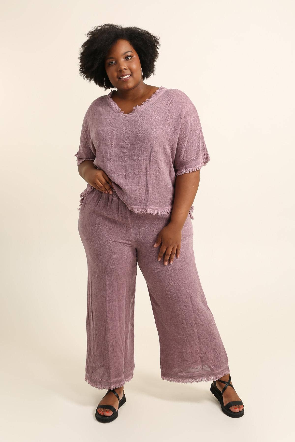 Lea & Luc - Grandes Tailles - Wholesale Pants - Women's - Plus size linen trouser SKU 99982