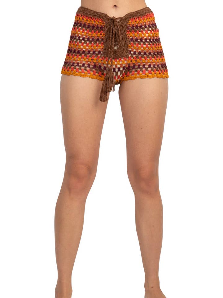 Laced Front Crochet Shorts for wholesale by Lakhays Collection Inc.