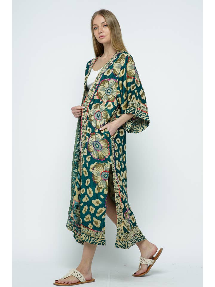 Raj Trading & Imports (USA) Inc. - Vente Kimono – femme - Plumeau à mailles épaisses Daliah Green1