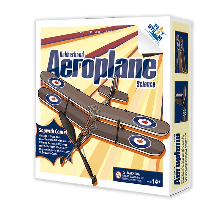 PlaySTEM - Wholesale DIY Craft Kit - Kids - Sopwith Camel - Classic Series, Rubber Band Airplane Science0